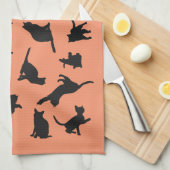 猫シルエット キッチンタオル (四つ折り)
