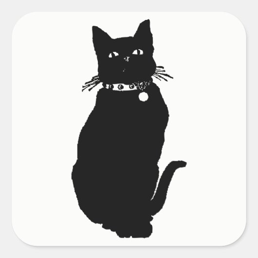 猫シルエット スクエアシール (正面)