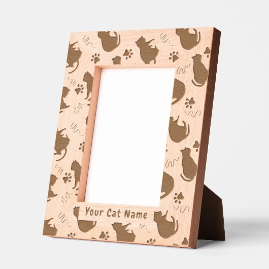 猫シルエット レーザー彫刻フレーム (左)