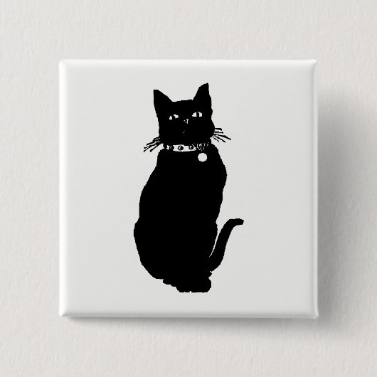 猫シルエット 缶バッジ (正面)