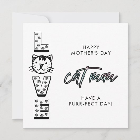 猫シンプルの願いからのお母さん幸せな日 カード (正面)