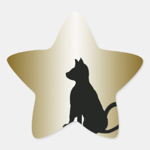猫シール金ゴールド黒猫 星シール