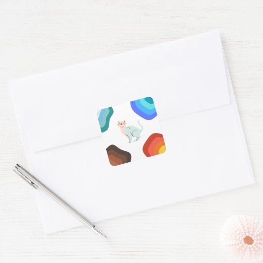 猫シール スクエアシール (封筒)