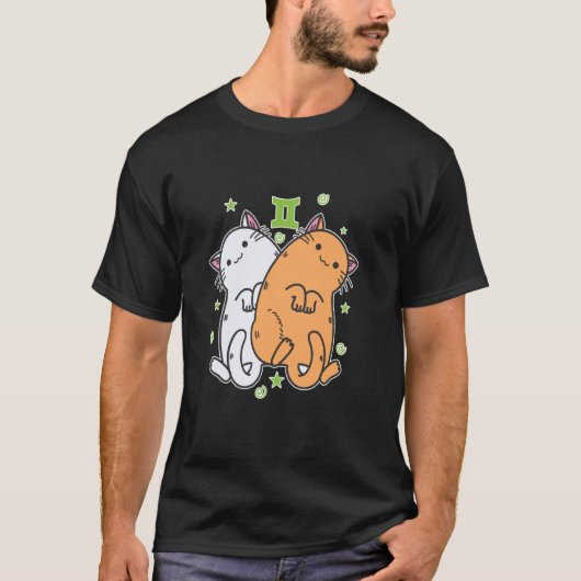 猫ジェミニ星座 Tシャツ (正面)