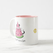 猫スイカかわいいキッズ ツートーンマグカップ (正面左)