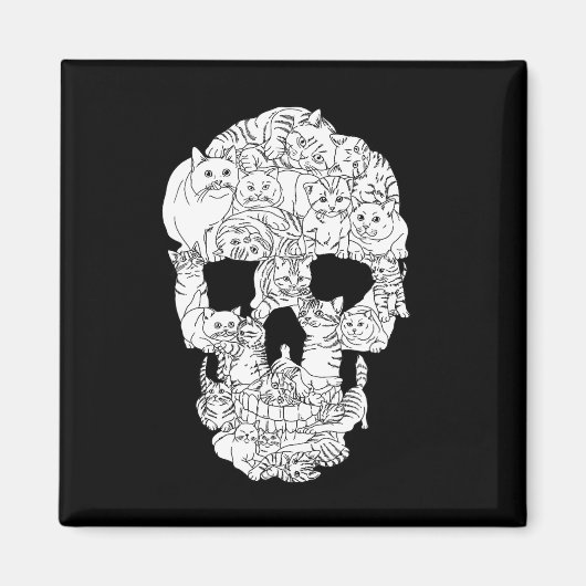 猫スカル子猫スケルトンハロウィンコスチュームタロット マグネット (正面)