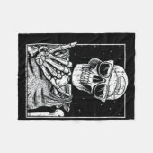 猫スカル用の猫頭骨格 フリースブランケット (正面(横))