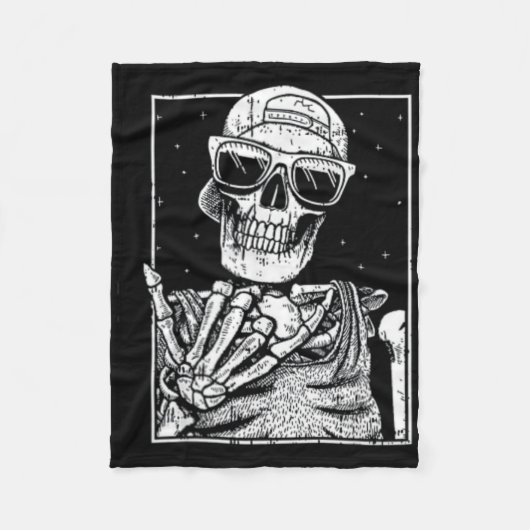 猫スカル用の猫頭骨格 フリースブランケット (正面)