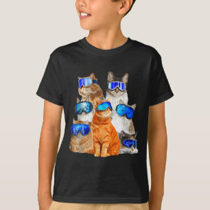 猫スキーで滑稽な Tシャツ