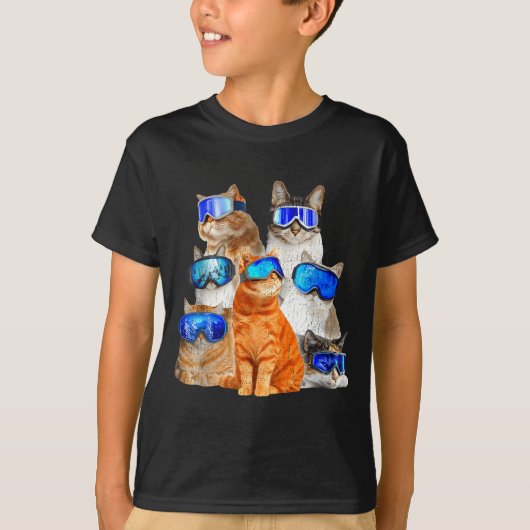 猫スキーで滑稽な Tシャツ (正面)