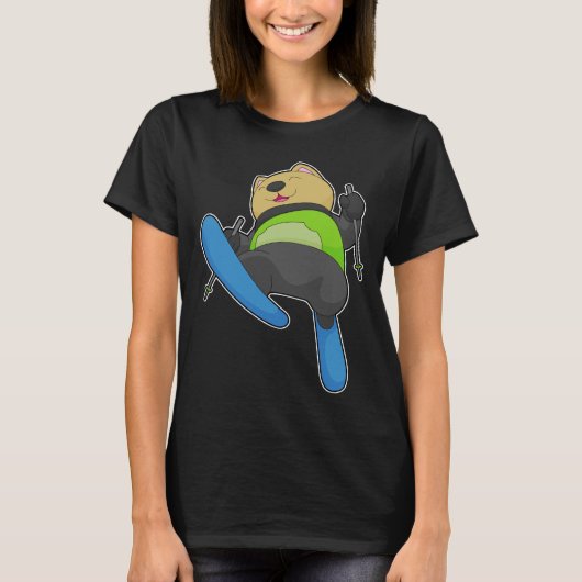 猫スキーヤー スキー 冬のスポーツ Tシャツ (正面)