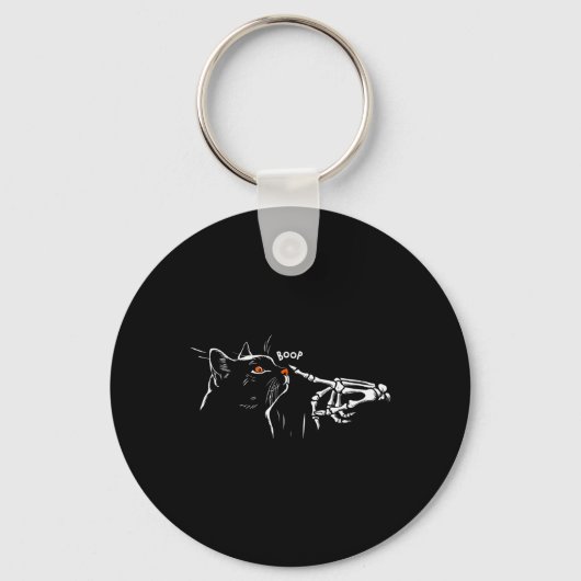 猫スケルトンハンドブープハロウィーンペットウーマンガールズK キーホルダー (正面)