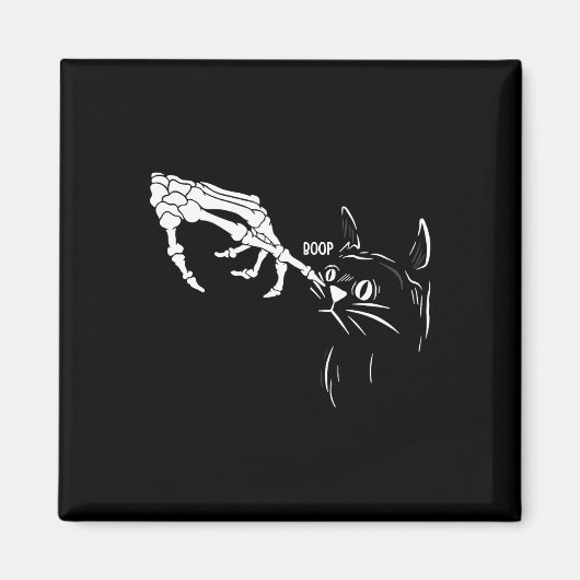 猫スケルトン手ブープハロウィーン猫好きOw マグネット (正面)