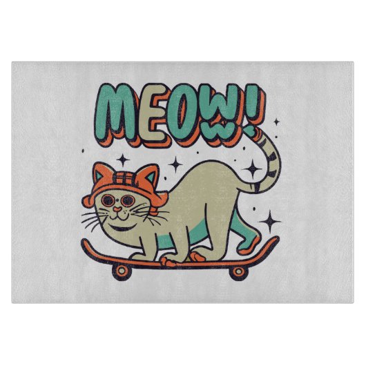 猫スケートニャー カッティングボード (正面)