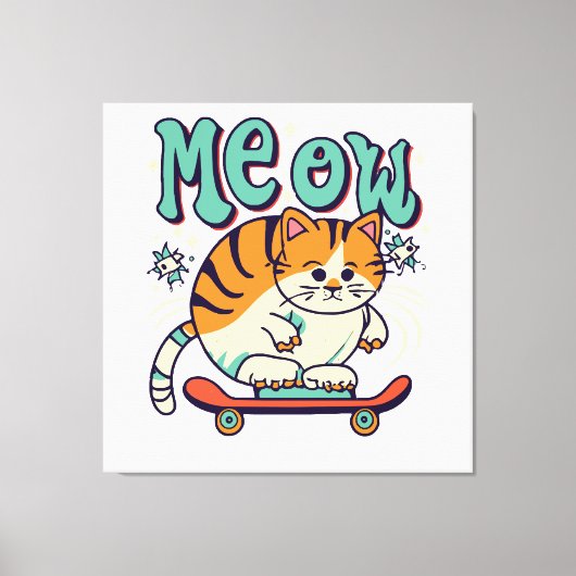 猫スケートニャー キャンバスプリント (正面)