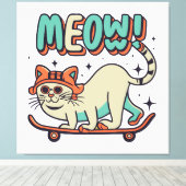 猫スケートニャー キャンバスプリント (インサイチュ (ウッドフロア))