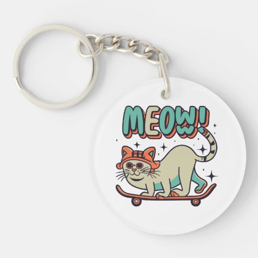 猫スケートニャー キーホルダー (正面)