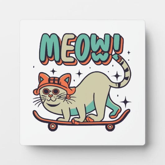 猫スケートニャー フォトプラーク (正面)