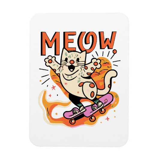 猫スケートニャー マグネット (縦)