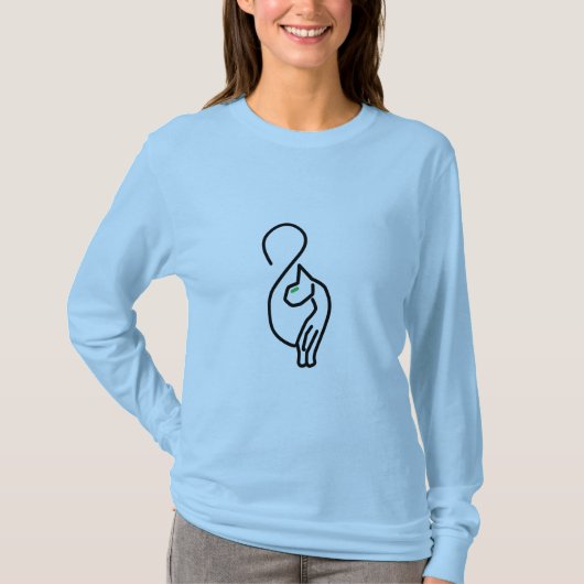 猫スタイリッシュの輪郭 Tシャツ (正面)