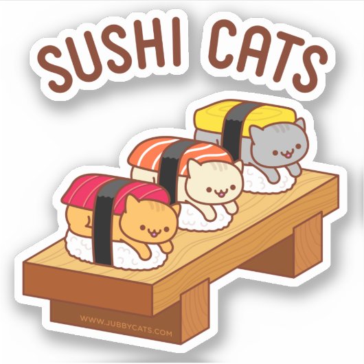 猫ステッおもしろいク – SUSHI CATS シール (正面)