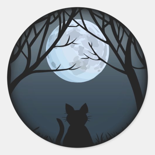 猫ステッカーおもしろいハロウィーン猫ステッカー猫好き ラウンドシール (正面)