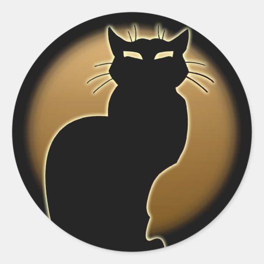猫ステッカーおもしろいハロウィーン猫ステッカー猫好き ラウンドシール (正面)
