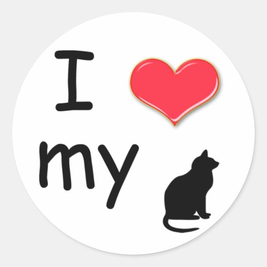 猫ステッカーが大好き ラウンドシール (正面)