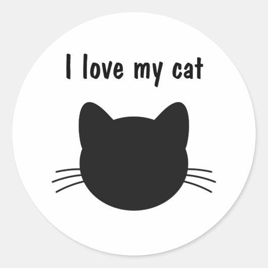 猫ステッカーが大好き ラウンドシール (正面)