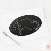 猫ステッカーパーソナライズされた猫好き 楕円形シール (封筒)