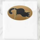 猫ステッカーパーソナライズされた猫好き 楕円形シール (バッグ)