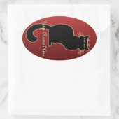 猫ステッカーパーソナライズされた猫好き 楕円形シール (バッグ)