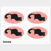 猫ステッカーパーソナライズされた猫好き 楕円形シール (シート)