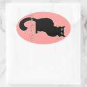 猫ステッカーパーソナライズされた猫好き 楕円形シール (バッグ)