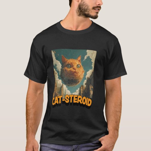 猫ステロイド - 隕石と化した猫 - 猫のイラスト Tシャツ (正面)