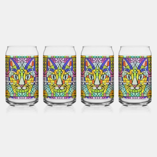 猫ステンモダンドグラス – 最も可愛い子猫モザイク ガラス缶 (左)