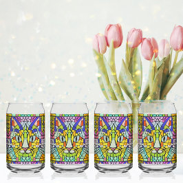 猫ステンモダンドグラス – 最も可愛い子猫モザイク ガラス缶