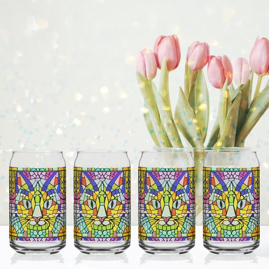 猫ステンモダンドグラス – 最も可愛い子猫モザイク ガラス缶