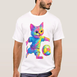 猫ストライカー遊かわいいサッカー猫 Tシャツ