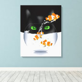 猫スナック発作 キャンバスプリント (インサイチュ (ウッドフロア))