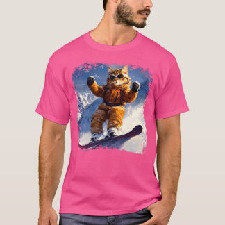 猫スノーボーおもしろいド Tシャツ