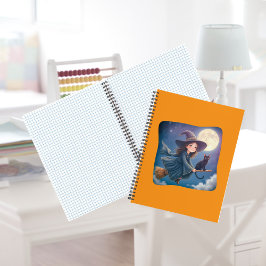 猫スパイラルノート付き可愛い魔女 ノートブック