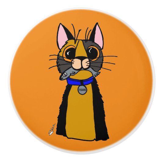 猫セラミックスノブのフィガロ セラミックノブ (正面)