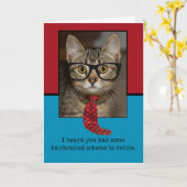 猫タイおもしろいグメガネ頭脳退職金カード カード (黄色い花)