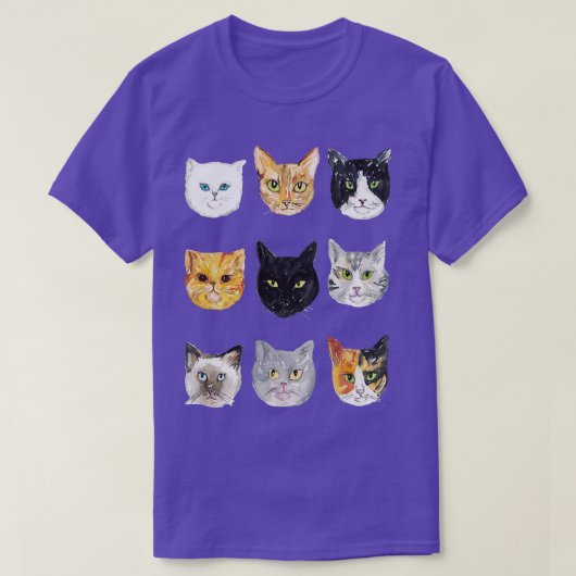 猫タイプは顔絵画の Tシャツ (デザイン正面)