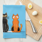 猫タオル3枚、ブロックプリント キッチンタオル (四つ折り)