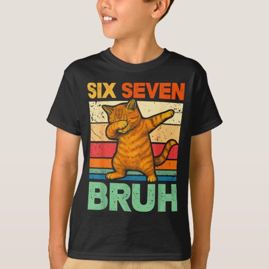 猫ダビング bruh 67 ミーム 6 7 シックス セブン tシャツ (正面)