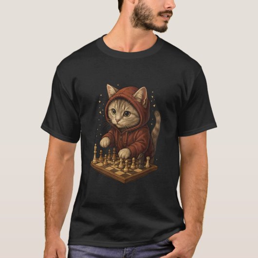 猫チェス 楽しい戦略ゲーム 猫好きのためのTシャツ Tシャツ (正面)