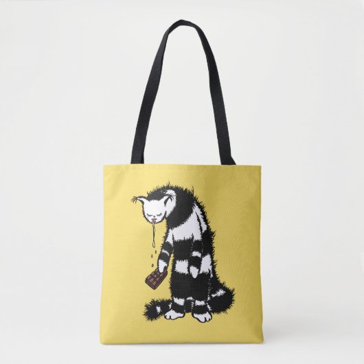 猫チョコおもしろいコレートラバー – インク滴描り猫 トートバッグ (正面)