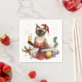 猫テニス選手のクリスマスパーティー スタンダードカクテルナプキン (インサイチュ)